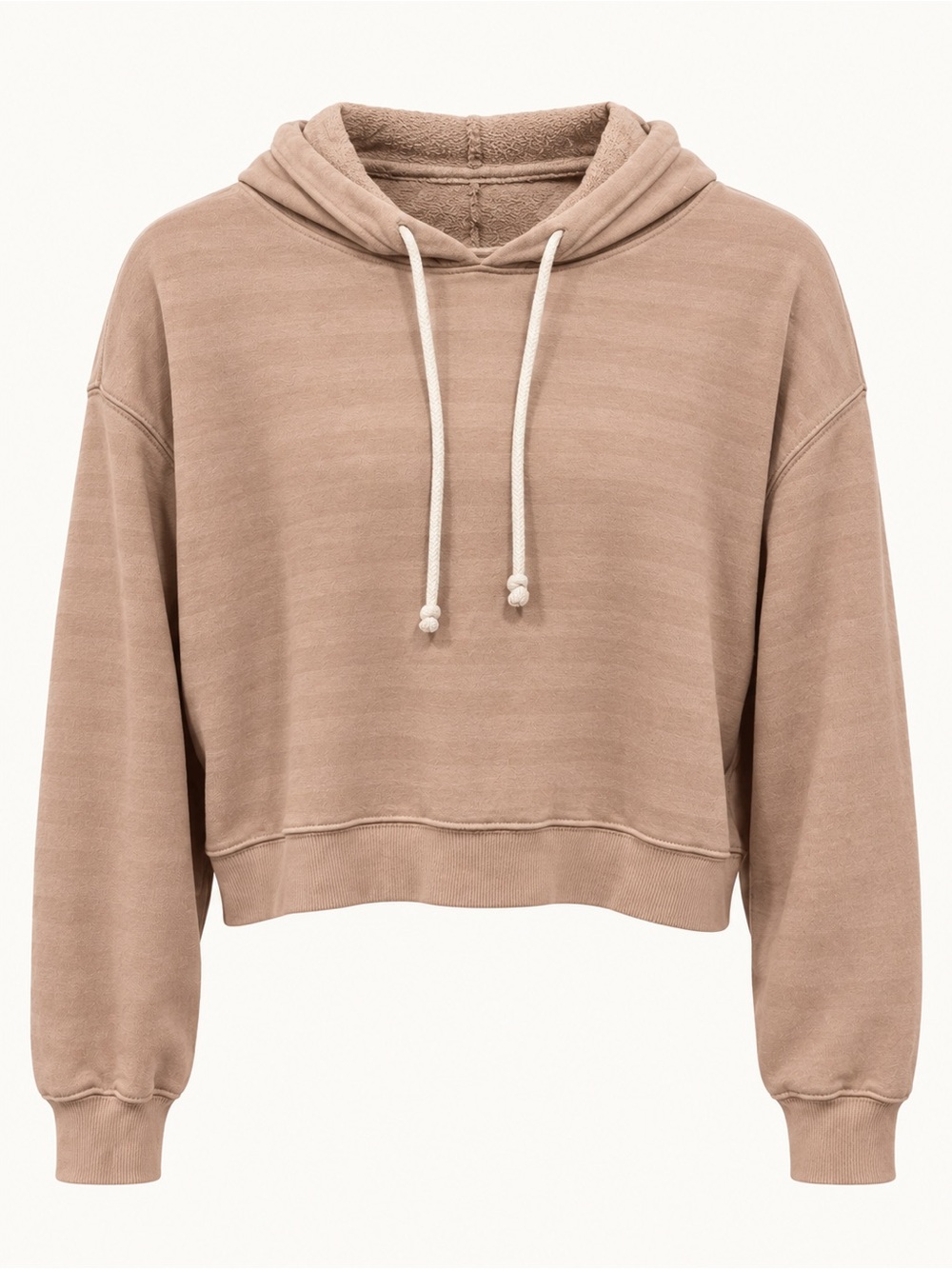 🖤 Women's Cropped Hooded Pullover Sweatshirt - Taupe